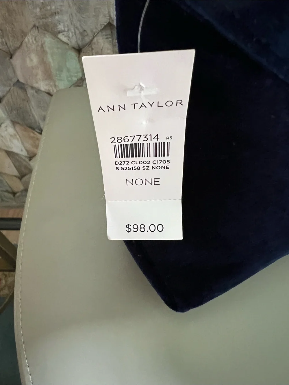 Ann Taylor Navy Velveteen Clutch with Marbled Accent NWT